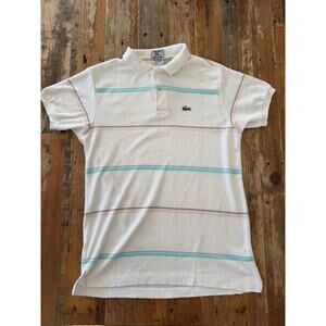 Vintage IZOD Lacoste Terry Cloth Polo – Pastel Stripe 80s Tennis Shirt